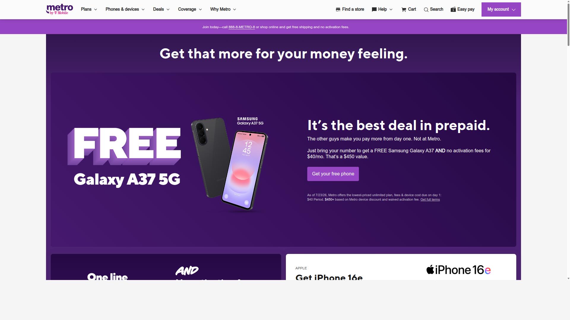 Metro by T-Mobile website