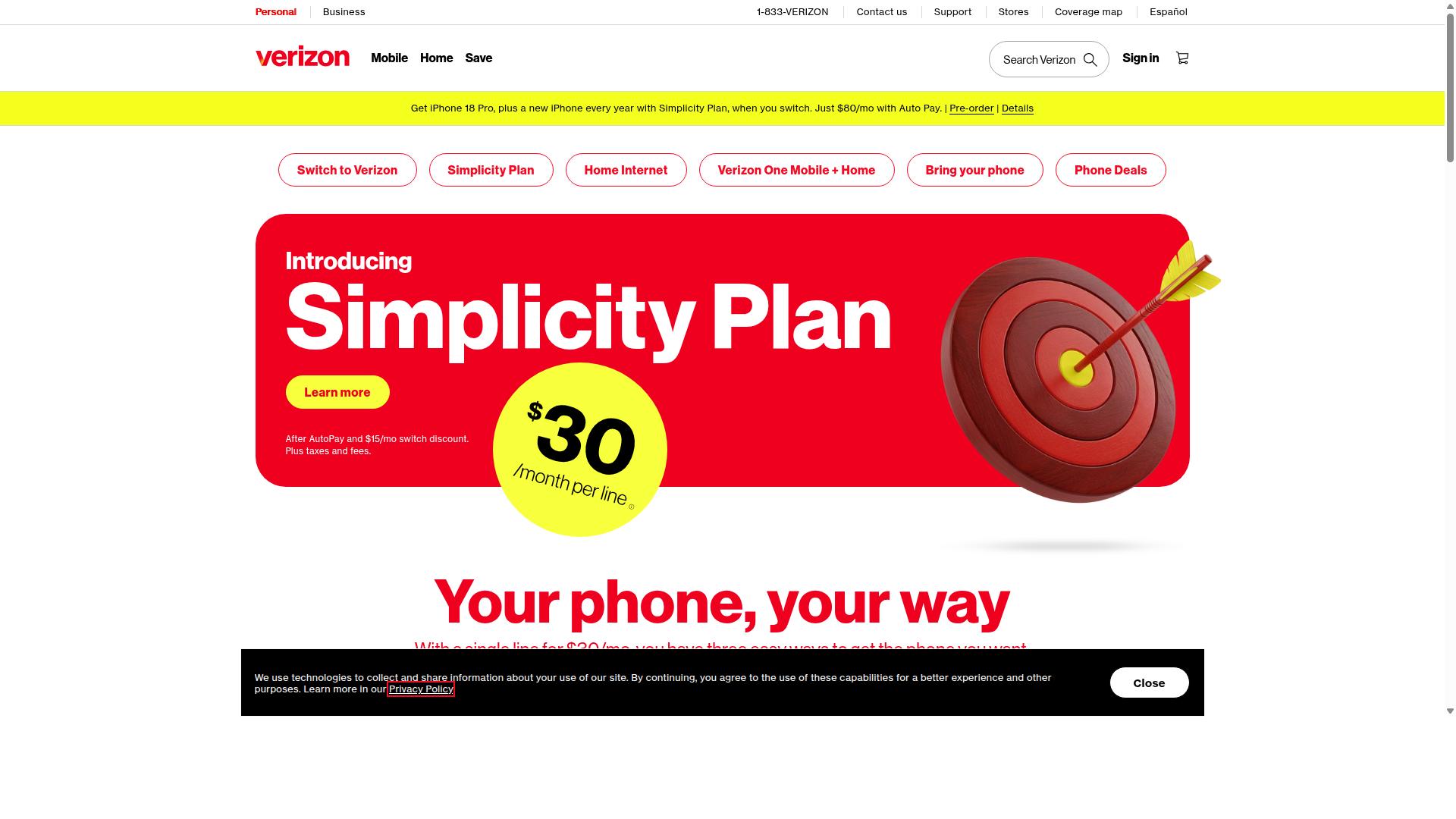 Verizon Communications Inc. website